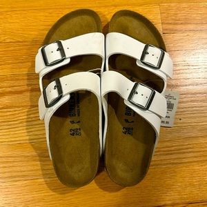 Birkenstock Arizona White Leather Sandal Double Strap Size 42 Women’s NWT
